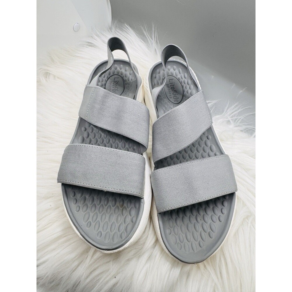 Crocs Sandals Womens 7W LiteRide Stretch Fabric Slip On Strappy Gray - Picture 3 of 8